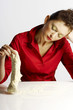 Woman playing with a dough