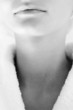 Close-up on woman in bathrobe