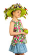 Small girl with hat of flowers Small girl with hat of flowers