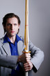 Businessman holding shinai