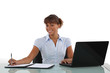 businesswoman working at her desk