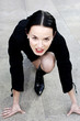 Businesswoman preparing to run