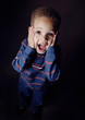 Boy screaming in shock