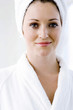 A portrait of a young lady in bath robe