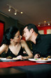 Couple about to kiss each other
