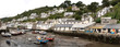 panoramica di Polperro con le barche in secca in Cornovaglia panoramica di Polperro con le barche in secca in Cornovaglia