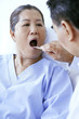 Doctor and patient in ward