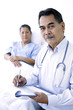 Doctor and patient in ward