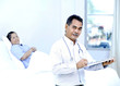 Doctor and patient in ward