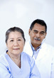 Doctor and patient in ward