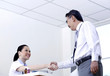 Two adults shaking hands
