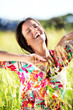 Beautiful woman in country field