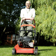 Senior man doing yard work