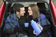 Couple having hot cocoa