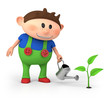 boy watering a sprout boy watering a sprout