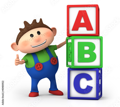 Illustration: boy with ABC blocks boy with ABC blocks