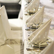 Glasses and plates on table in restaurant Glasses and plates on table in restaurant