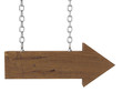Photo: wooden arrow with chain isolated on white wooden arrow with chain isolated on white