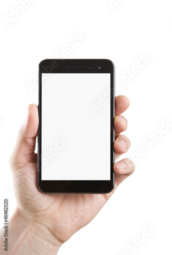 Photo: Blank smart phone with clipping path for the screen Blank smart phone with clipping path for the screen
