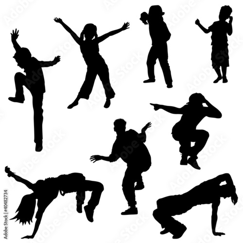 Vektor: dancing people, kids, breakdance dancing people, kids, breakdance