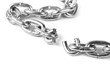 broken metal chain on white background