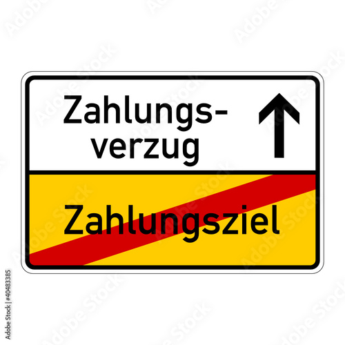 Vektor: ortsschild zahlungsziel zahlungsverzug I ortsschild zahlungsziel zahlungsverzug I