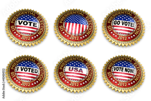 Illustration: Presidential Election 2012 Buttons with clipping paths Presidential Election 2012 Buttons with clipping paths
