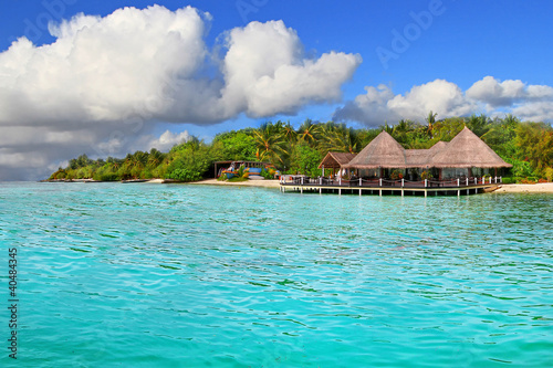 Photo: Tropical island of Maldives with perfect sky Tropical island of Maldives with perfect sky