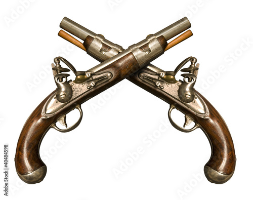 Photo: Two Crossed Flintlock Pistols Two Crossed Flintlock Pistols