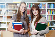 young student girl study with books in library
