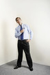Photo: Businessman examining himself using the stethoscope Businessman examining himself using the stethoscope
