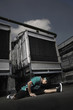 Young man breakdancing