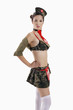 Woman in army nurse costume