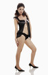 Woman in black sheer chemise