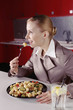 Businesswoman enjoying lunch
