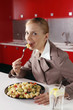 Businesswoman enjoying lunch