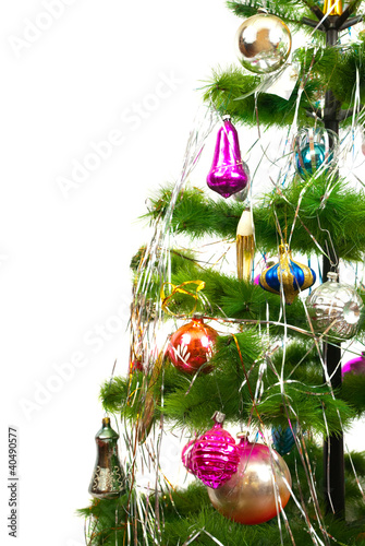 Photo: Christmas fir tree on white background. Christmas fir tree on white background.