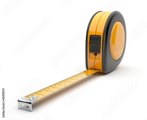 Illustration: Tape measure 3D. Construction tool. Icon isolated on white backg Tape measure 3D. Construction tool. Icon isolated on white backg
