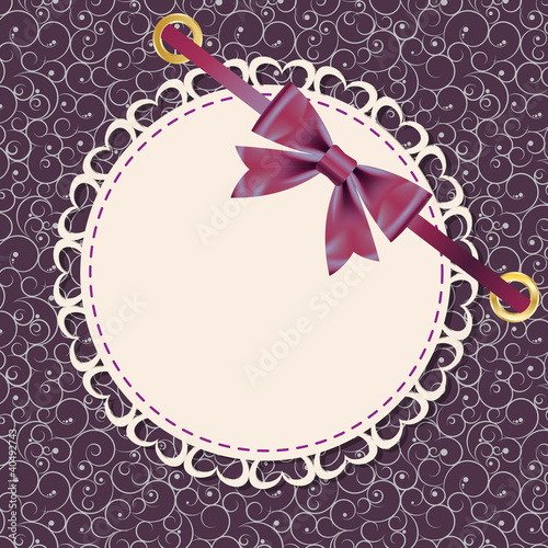 Vector: Vector greeting card with frame and bow. Space for your text or Vector greeting card with frame and bow. Space for your text or