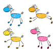Set of funny colourful horses