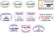 South American and Caribbean passport stamps.