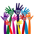 Hands with happy faces design.
