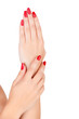 Foto: woman hands with red nails woman hands with red nails