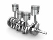 Pistons and crankshaft. four cylinder engine