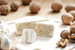 cheese brie filled with cheese mixture of chopped walnuts and ga cheese brie filled with cheese mixture of chopped walnuts and ga