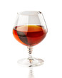 Photo: Glass of cognac isolated on white Glass of cognac isolated on white
