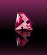 Pink diamond with reflection. Vector