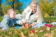 The young woman with the son on walk