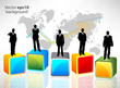 Business people on cube