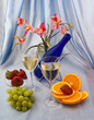 Photo: Glasses of wine with fruit and orchid Glasses of wine with fruit and orchid